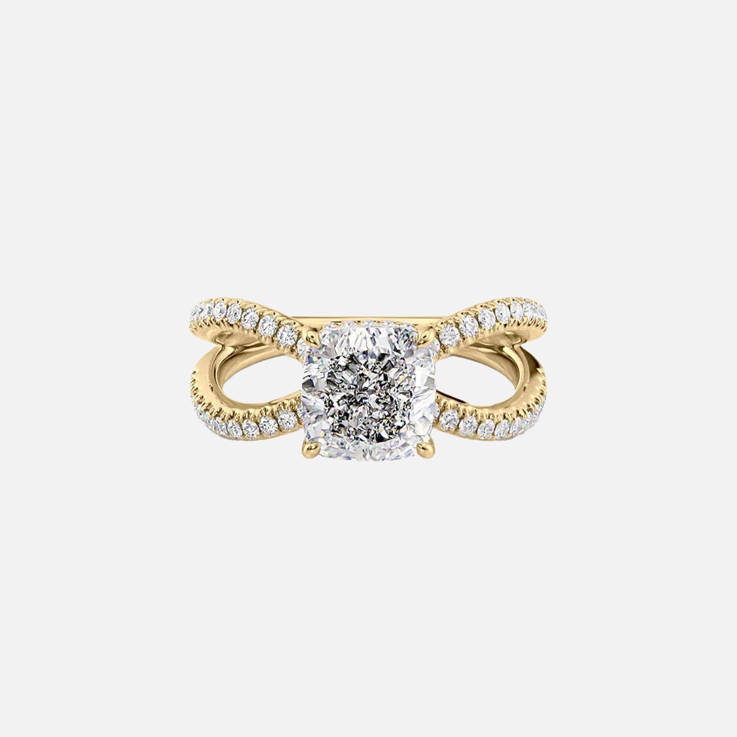 The Zoey Cushion Moissanite Ring 14k Yellow Gold 001