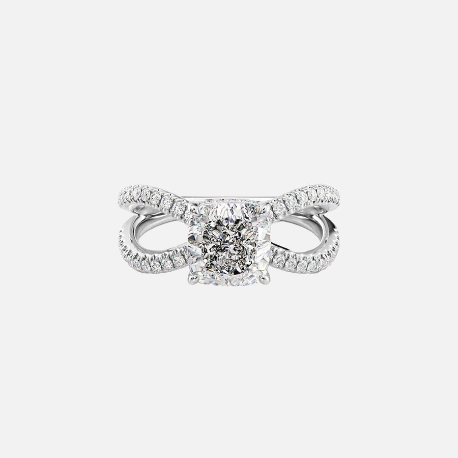  The Zoey Cushion Moissanite Ring 18k White Gold 001