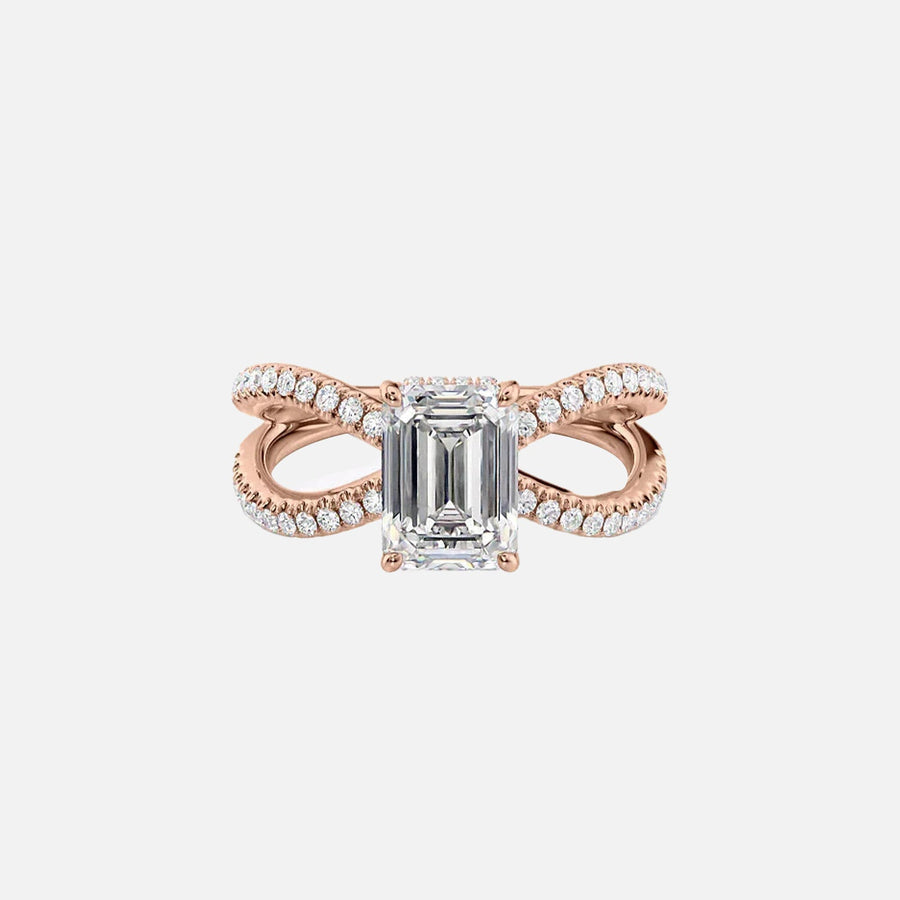  The Zoey Emerald Lab Diamond Ring 14k Rose Gold 001