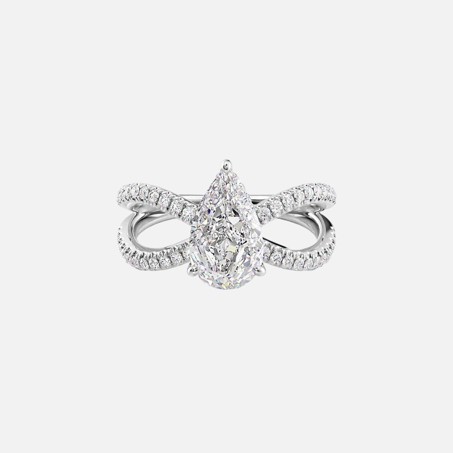  The Zoey Pear Lab Diamond Ring 14k White Gold 001