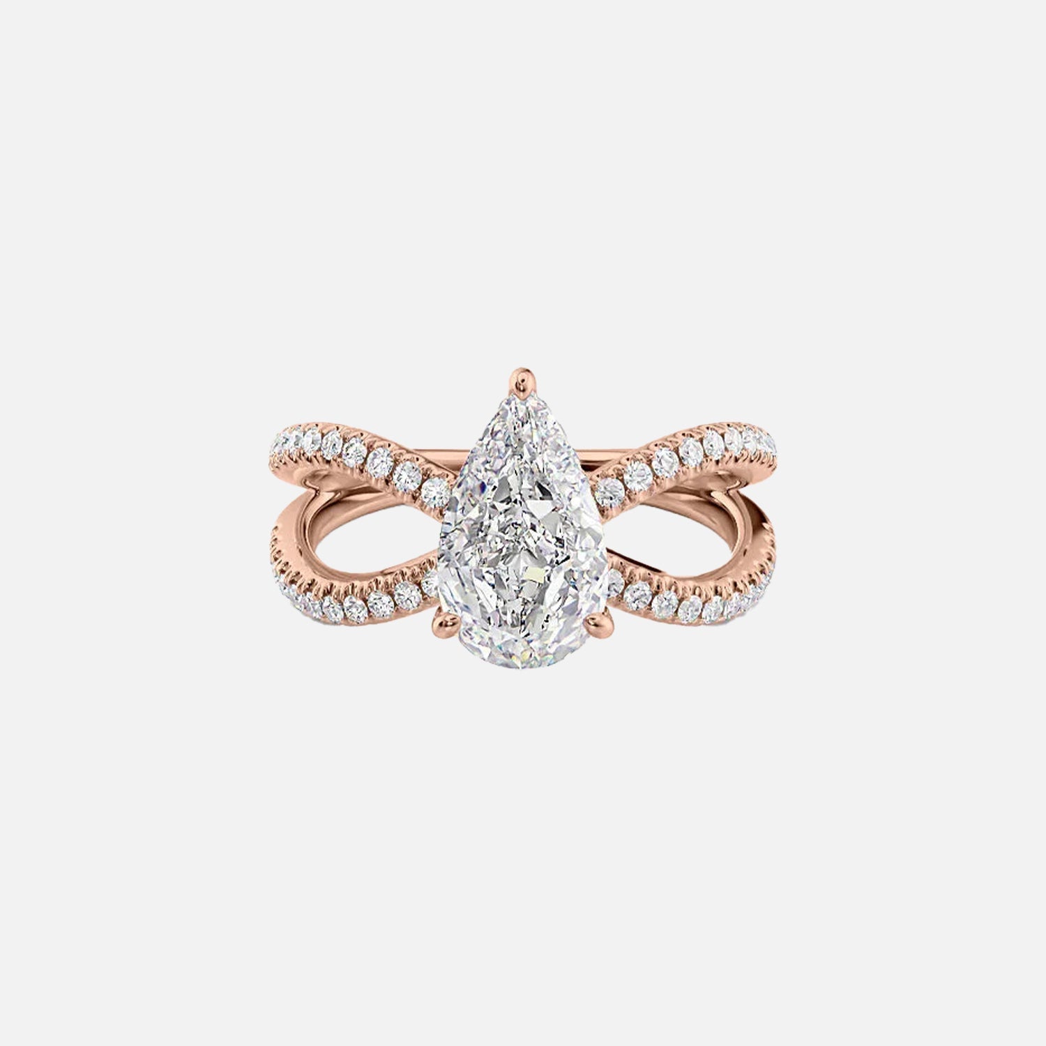  The Zoey Pear Moissanite Ring 14k Rose Gold 001