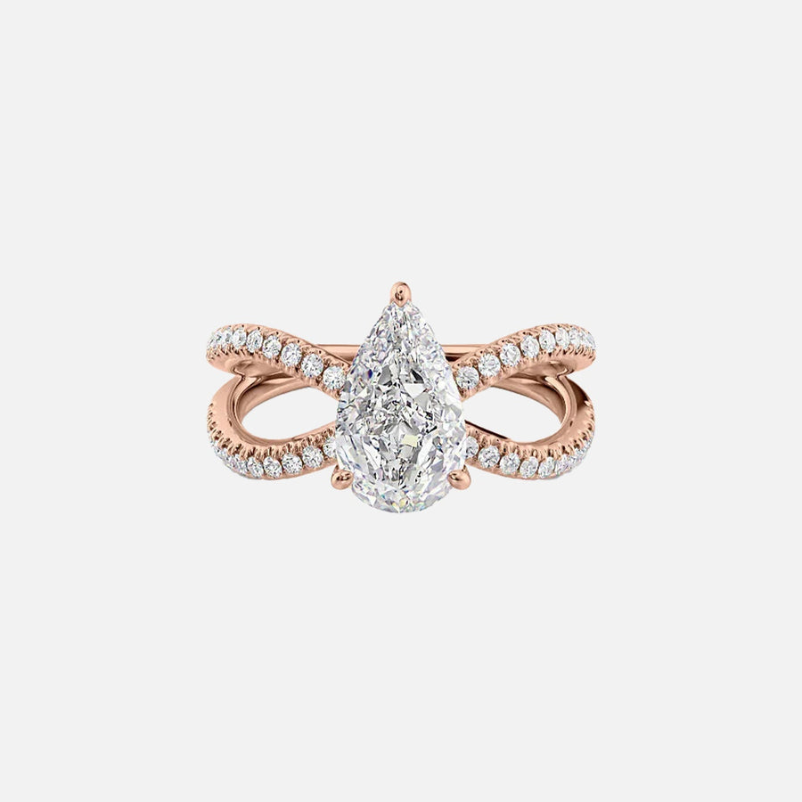  The Zoey Pear Moissanite Ring 18k Rose Gold 001