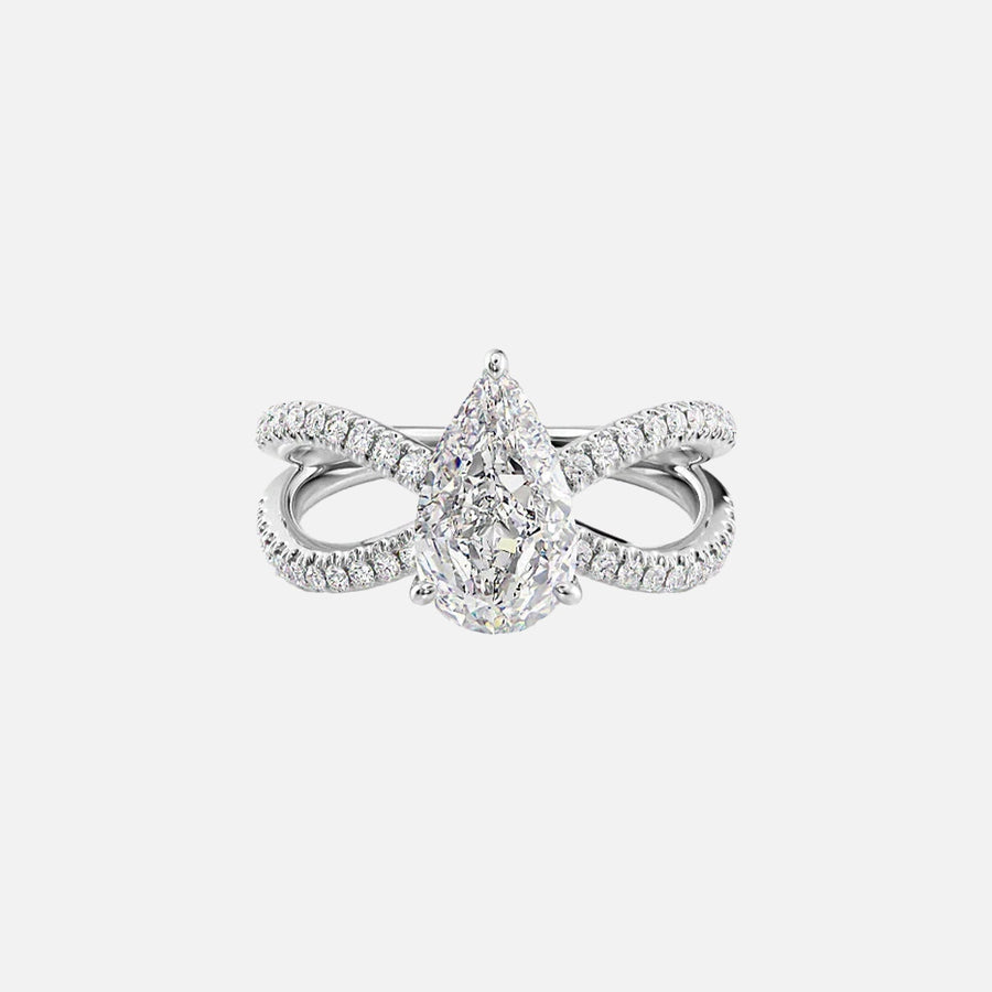  The Zoey Pear Moissanite Ring 18k White Gold 001