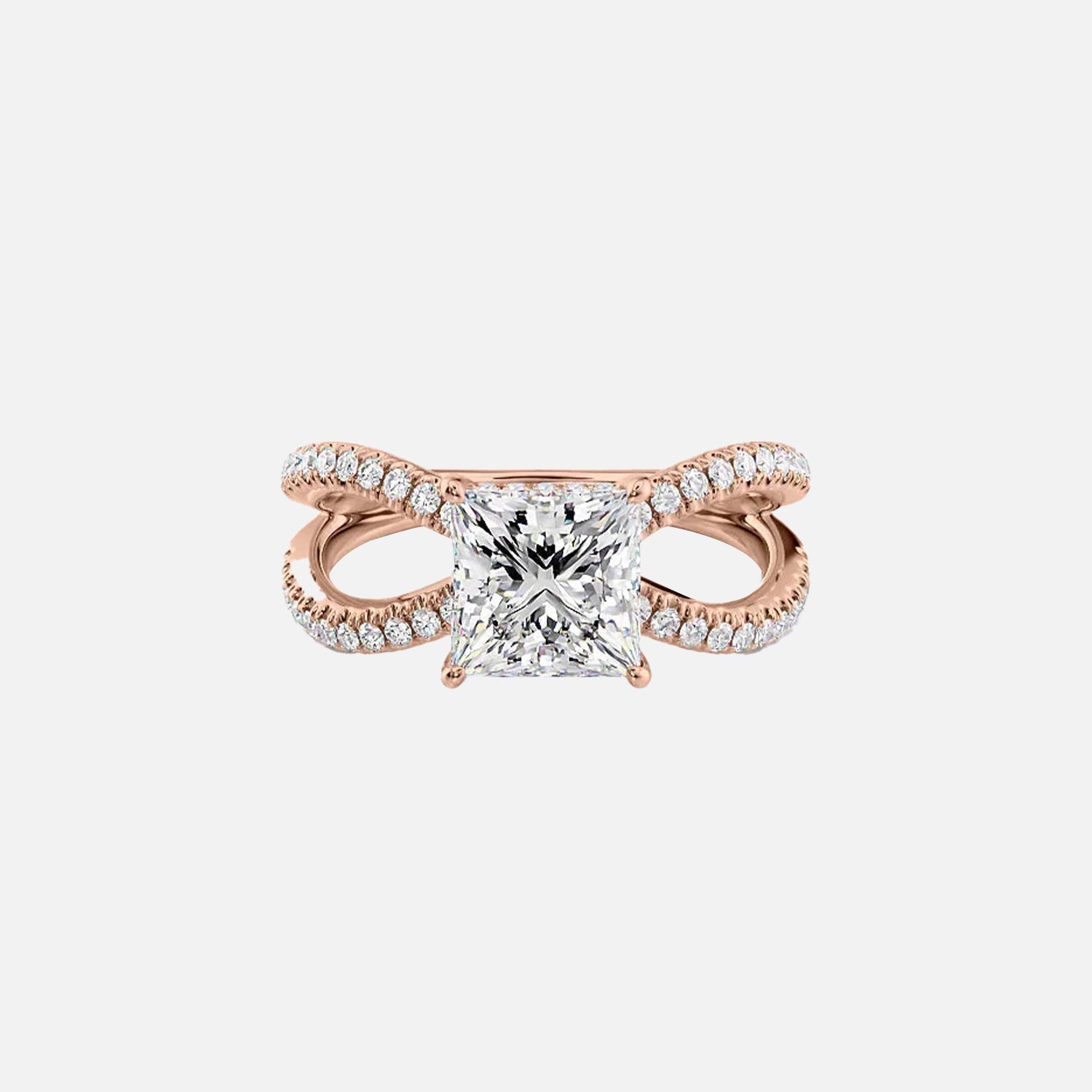  The Zoey Princess Lab Diamond Ring 14k Rose Gold 001