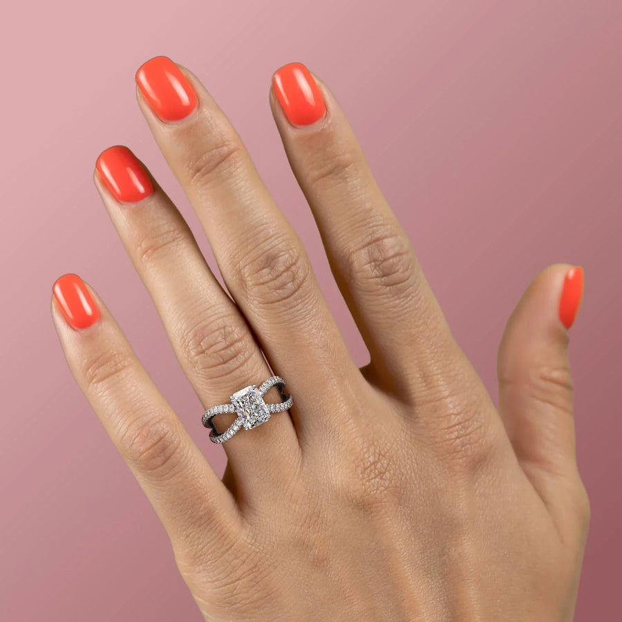  The Zoey Radiant Lab Diamond Ring 14k White Gold 004