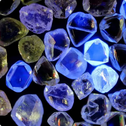 Diamonds under UV light