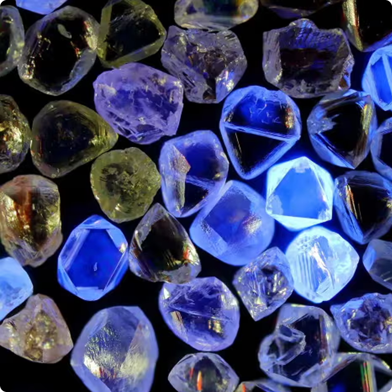 Diamonds under UV light