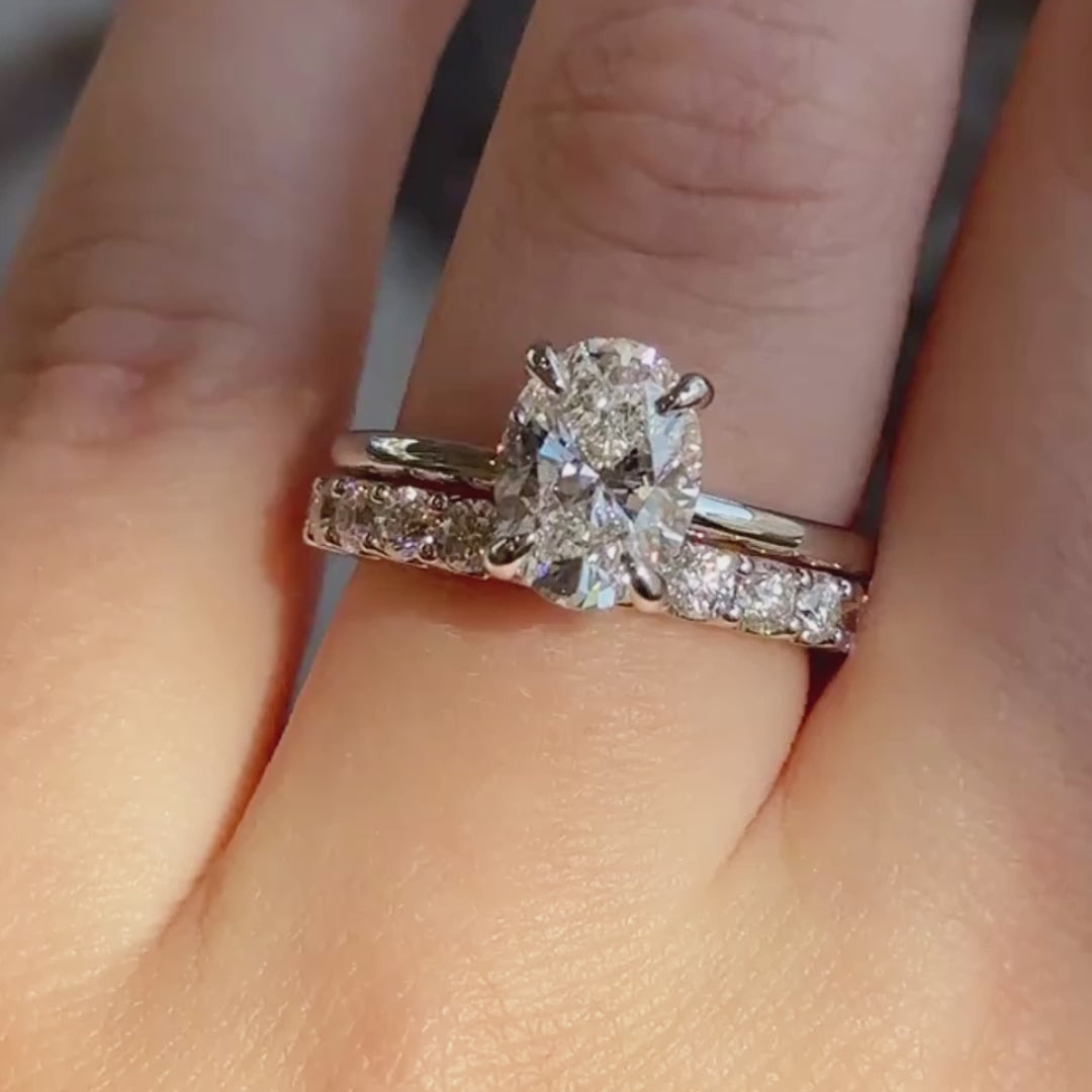 Oval Glamour Ring Set_14k White Gold