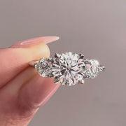 The Three Stone Luna Oval Moissanite Ring
