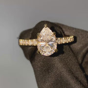 The Pave Ashley Pear Lab Diamond Ring
