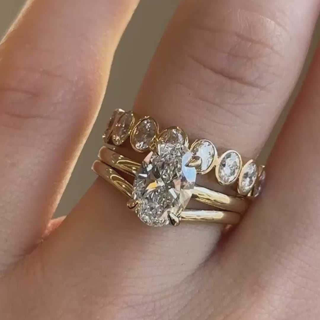 Oval Sofia & Della Ring Stack_14k Yellow Gold
