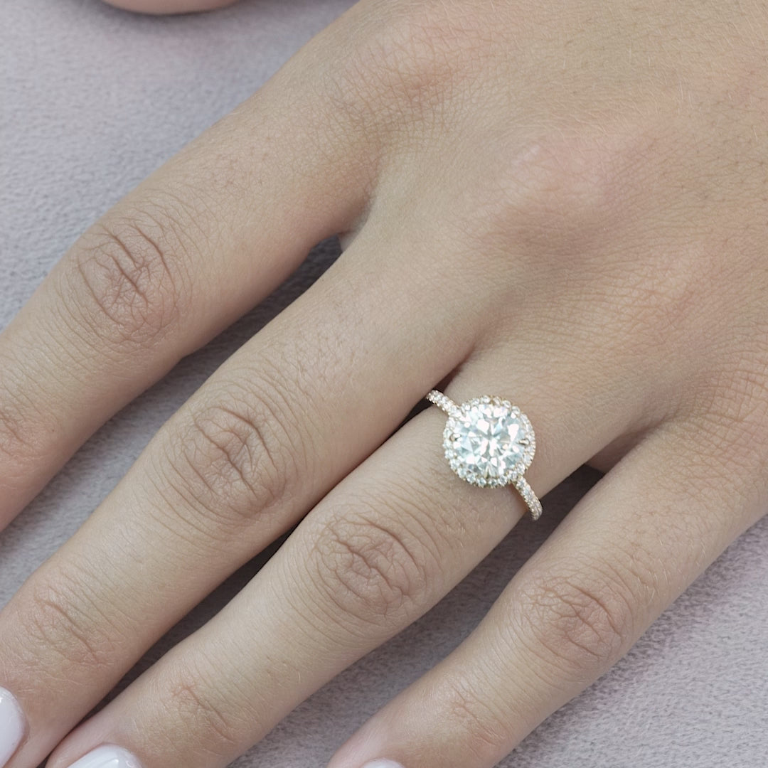 The Halo Michelle Round Pave Moissanite Ring_14k Yellow Gold